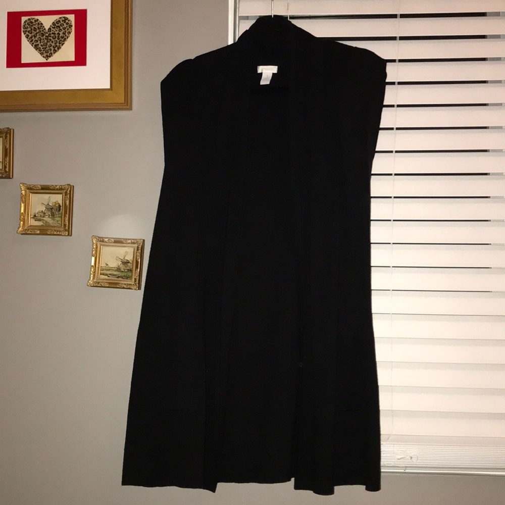Chico’s sleeveless open front sweater Cotton